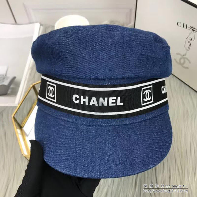 CHANEL香奈兒 火爆單品走秀款 2018最新款牛仔軍帽 四季可戴 LLWJ6865